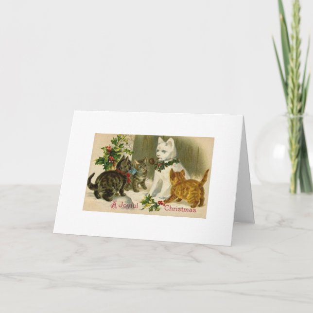 Tarjeta de felicitación del gato de la nieve del (Anverso)