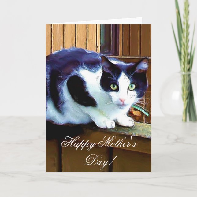 Tarjeta de felicitación del gato del Día de la Mad (Anverso)
