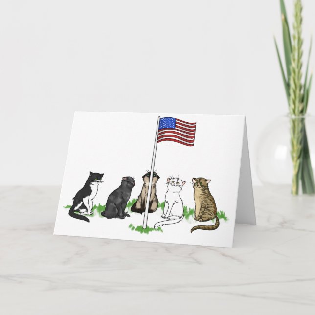 Tarjeta de felicitación del gato del Memorial Day (Anverso)