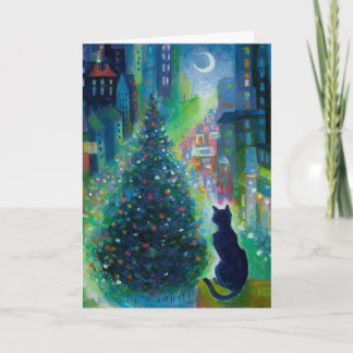 Tarjeta de felicitación del gato del navidad