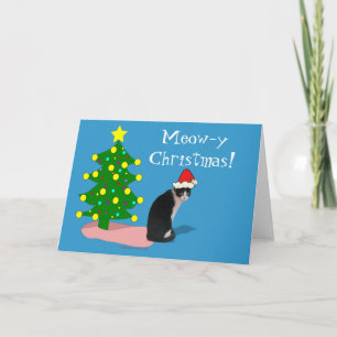 Tarjeta de felicitación del gato del navidad de