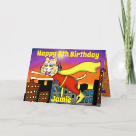 Tarjeta de felicitación del gato del superhéroe