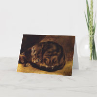 Tarjeta de felicitación del gato el dormir de
