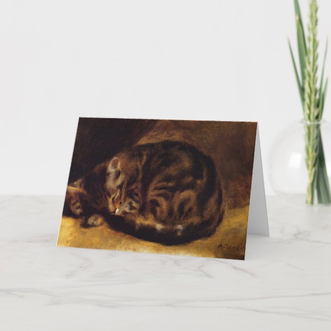Tarjeta de felicitación del gato el dormir de (Anverso)