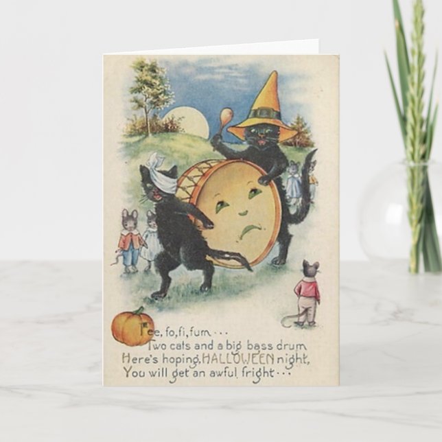 Tarjeta de felicitación del gato negro de (Anverso)