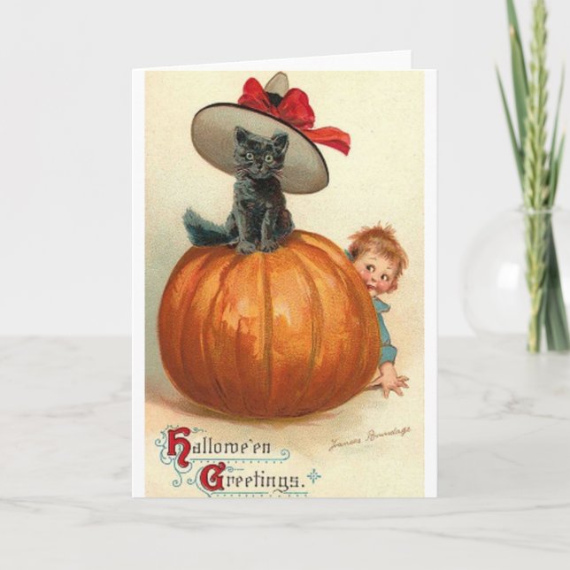 Tarjeta de felicitación del gato negro de (Anverso)