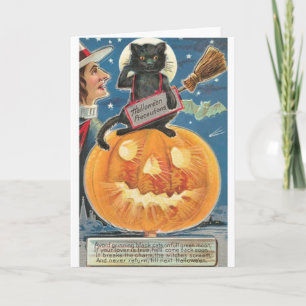 Tarjeta de felicitación del gato negro de