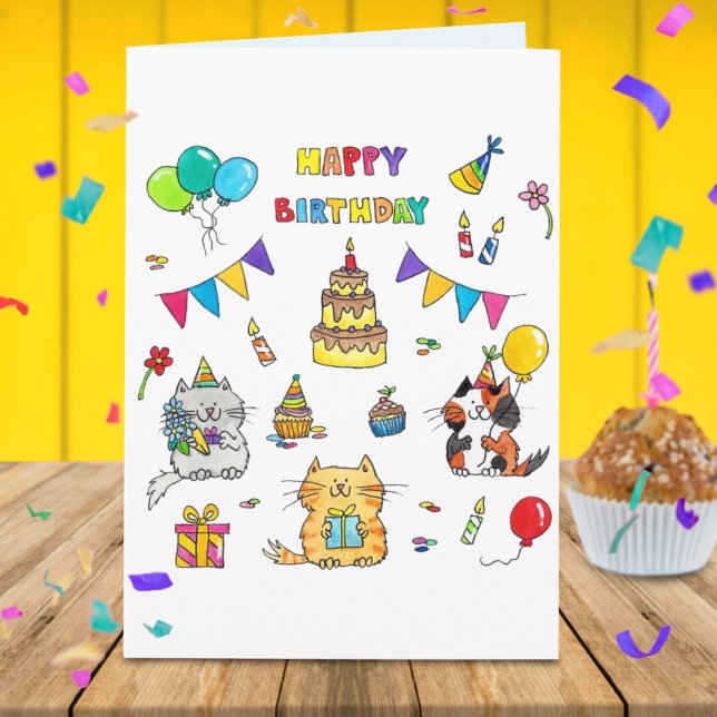 Tarjeta de felicitación del gato por cumpleaños de (Subido por el creador)