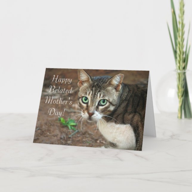 Tarjeta de felicitación del gato por el Día de la  (Anverso)