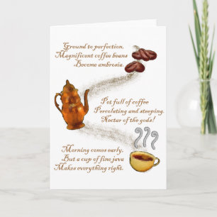 Tarjeta de felicitación del Haiku del café