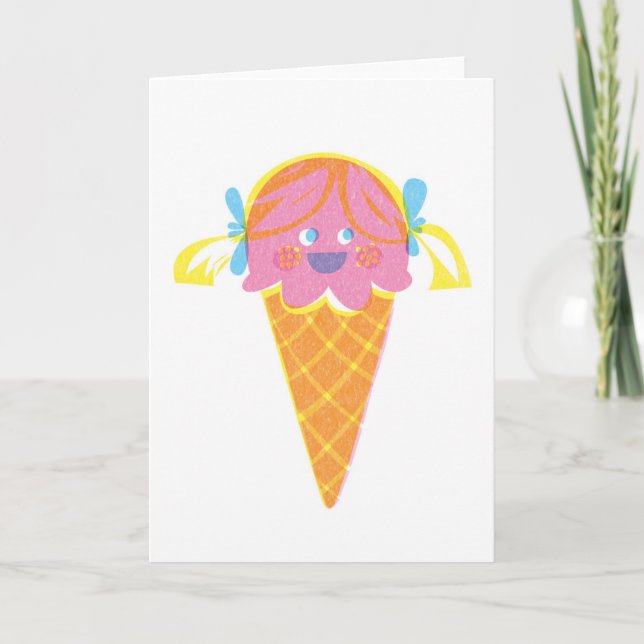 Tarjeta de felicitación del helado del chica de la (Anverso)