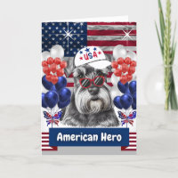 Tarjeta de felicitación del héroe americano Schnau