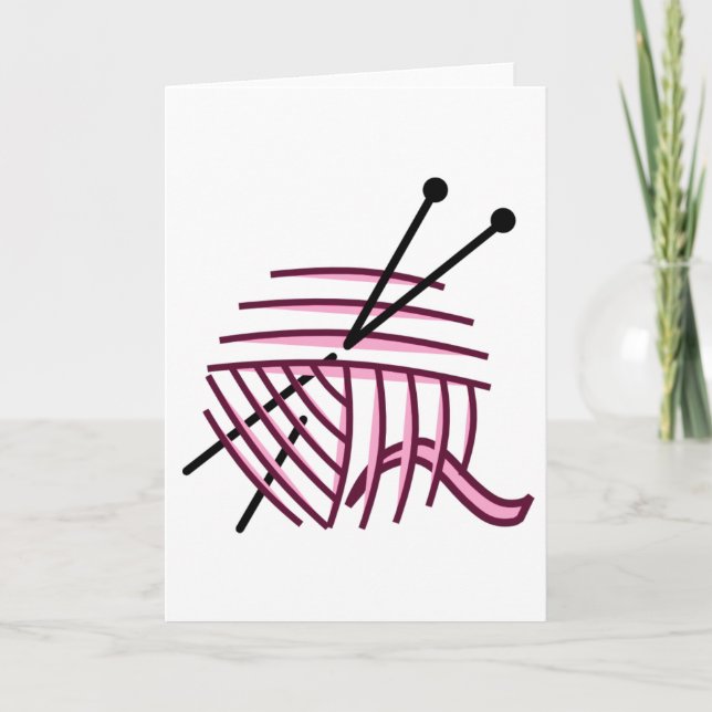 Tarjeta de felicitación del hilado rosado y de las (Anverso)
