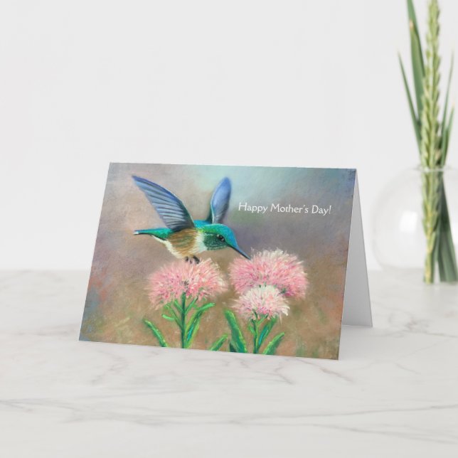Tarjeta de felicitación del Hummingbird del Día de (Anverso)