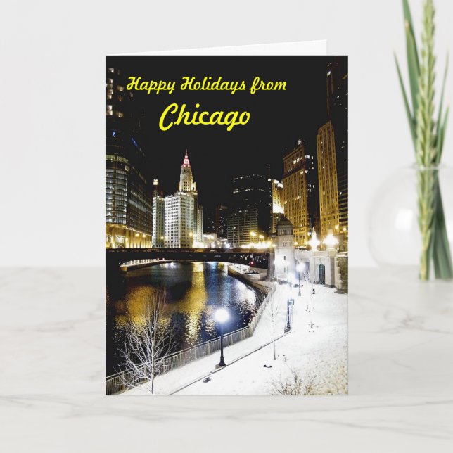 Tarjeta de felicitación del invierno de Chicago (Anverso)