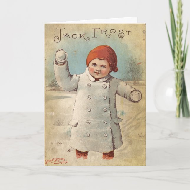 Tarjeta de felicitación del invierno de Jack Frost (Anverso)