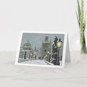 Tarjeta de felicitación del invierno del puente de