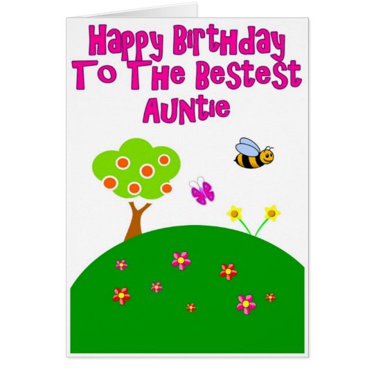 Tarjeta de felicitación del jardín de la tía feliz