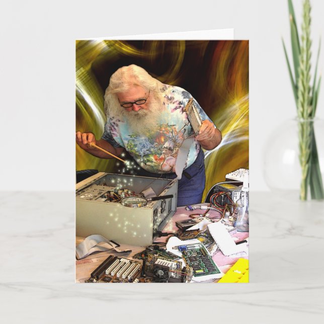 TARJETA DE FELICITACIÓN DEL MAGO DE ORDENADOR (Anverso)