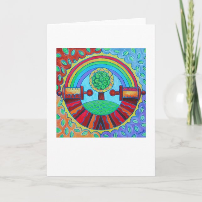 Tarjeta de felicitación del mandala del arcoíris (Anverso)