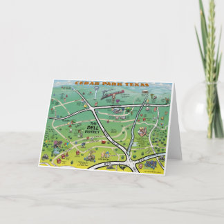 Tarjeta de felicitación del Mapa de Cedar Park