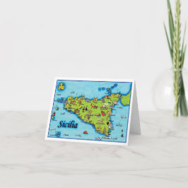 Tarjeta de felicitación del mapa de Sicilia
