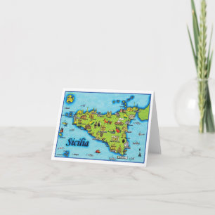 Tarjeta de felicitación del mapa de Sicilia