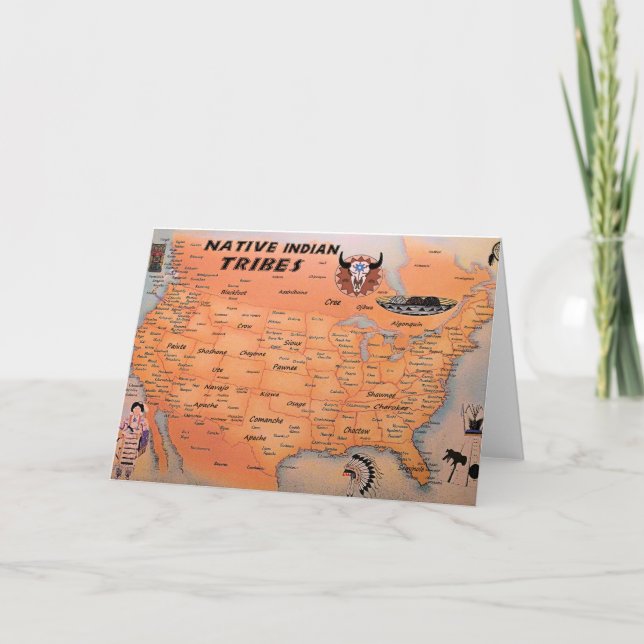 Tarjeta de felicitación del mapa de tribus nativas (Anverso)