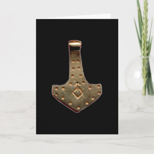 Tarjeta de felicitación del martillo de Thor dorad