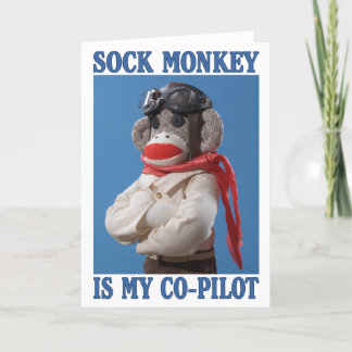 Tarjeta de felicitación del mono del copiloto