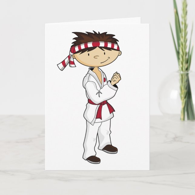 Tarjeta de felicitación del muchacho del karate (Anverso)