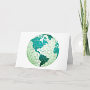 Tarjeta de felicitación del mundo del rompecabezas