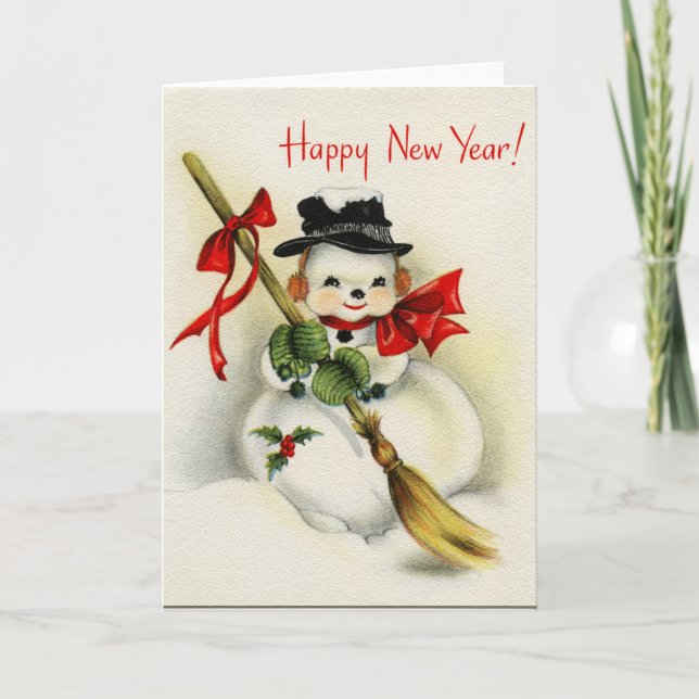 Tarjeta de felicitación del muñeco de nieve de la (Anverso)