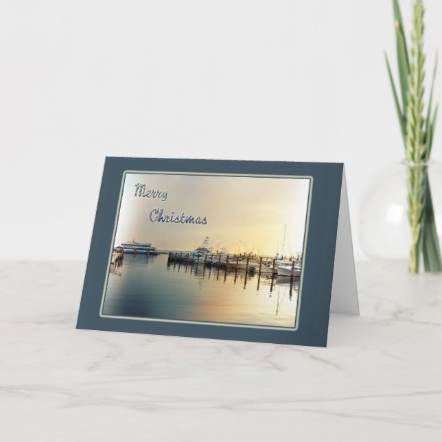 Tarjeta de felicitación del navidad - barcos en (Anverso)