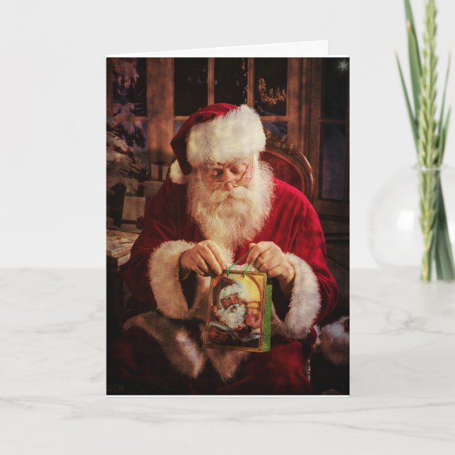 Tarjeta de felicitación del navidad con Santa (Anverso)