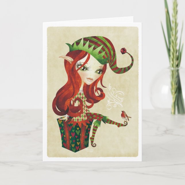 Tarjeta de felicitación del navidad de Elfie (Anverso)