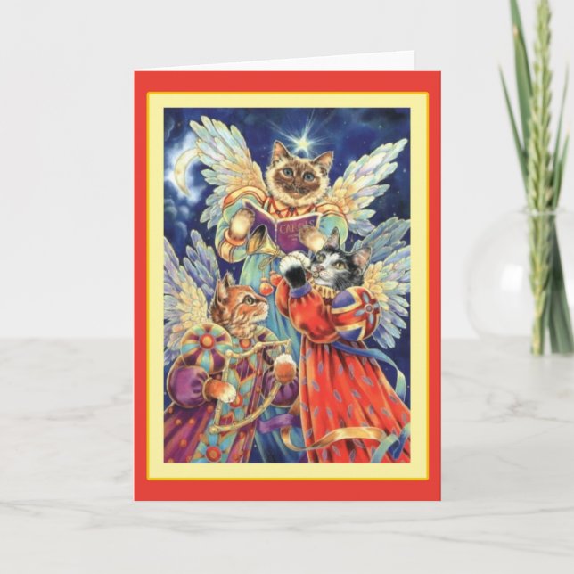 Tarjeta de felicitación del navidad de los gatos (Anverso)