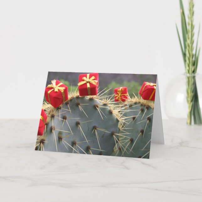 Tarjeta de felicitación del navidad del cactus (Anverso)