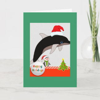 Tarjeta de felicitación del navidad del delfín de