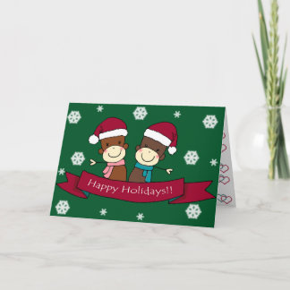 Tarjeta de felicitación del navidad del mono del