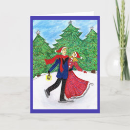 Tarjeta de felicitación del navidad del patín de
