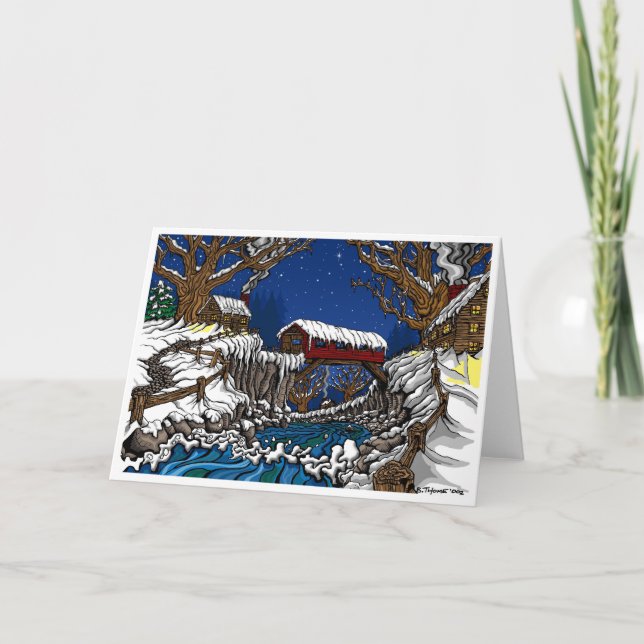 Tarjeta de felicitación del navidad del puente (Anverso)