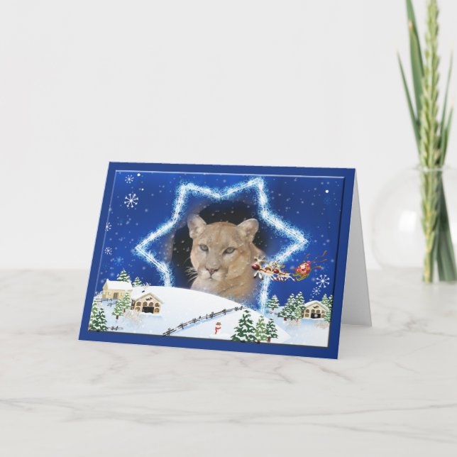 Tarjeta de felicitación del navidad del puma (Anverso)