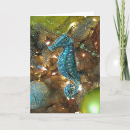 "Tarjeta de felicitación del navidad del Seahorse"