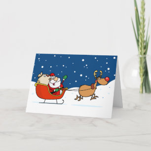Tarjeta de felicitación del navidad del trineo del