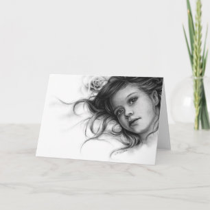 Tarjeta de felicitación del niño del rosa de