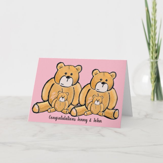 Tarjeta de felicitación del oso de peluche chica g (Anverso)