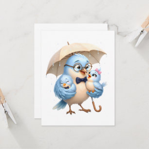 Tarjeta de Felicitación del Padre Pájaro Azul Amor