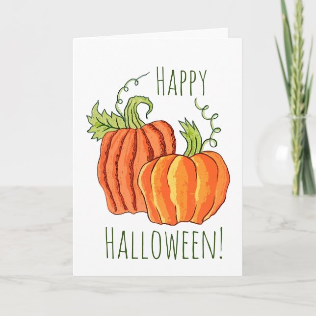 Tarjeta de felicitación del par de calabazas (Anverso)