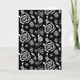 Tarjeta de felicitación del patrón de rosa blanco 